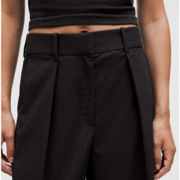 Black Lululemon Pleat-Front High Rise Trouser - Picture 2 of 4
